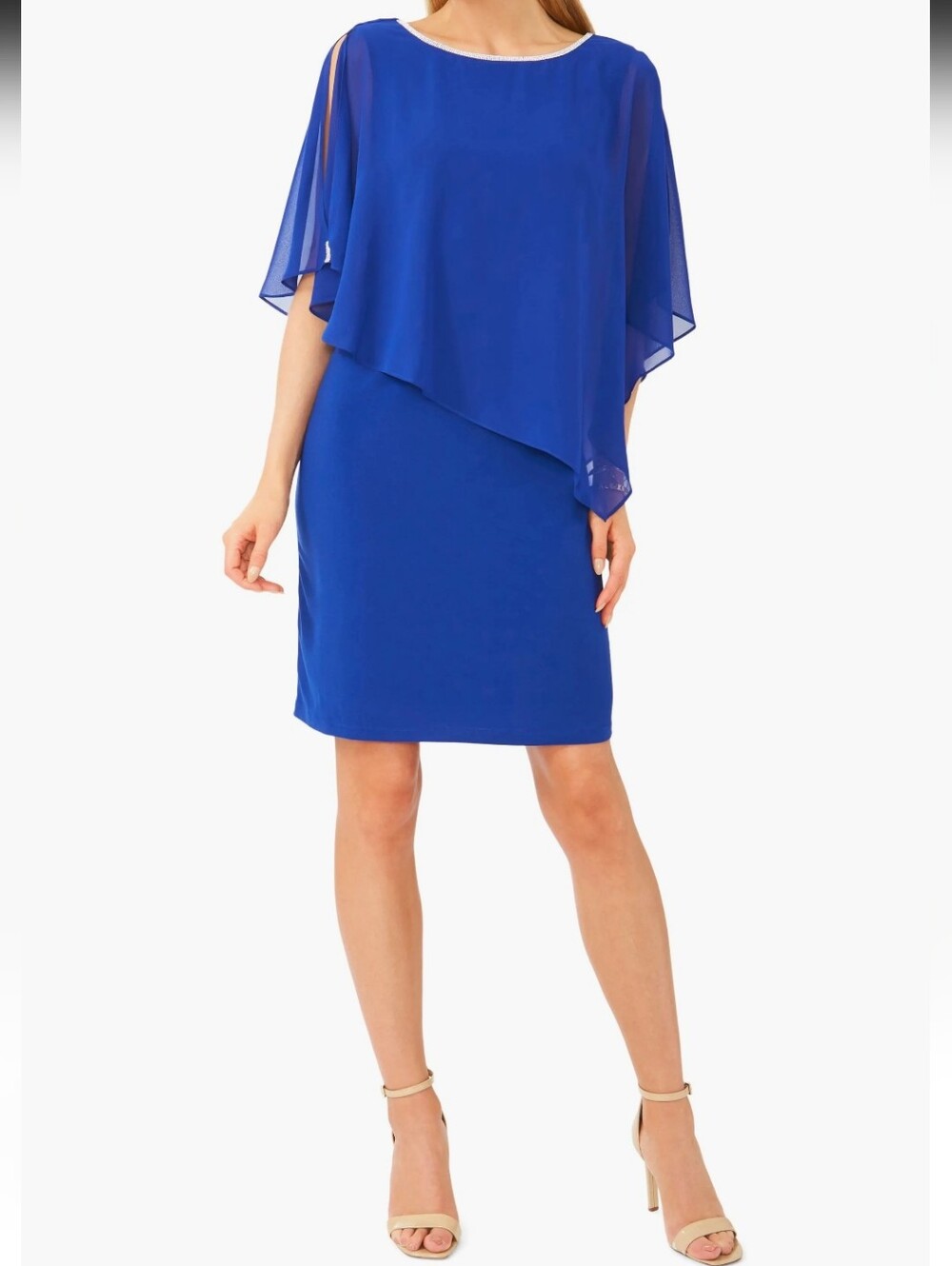 MSK Royal Blue Layered Chiffon Maxi Dress